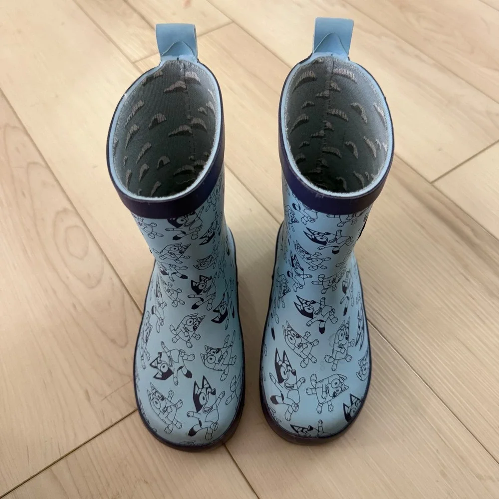 Bluey Toddler Kids‎ Rain Boots Blue Navy Heeler Family Rubber Puddle Boots SZ 6C